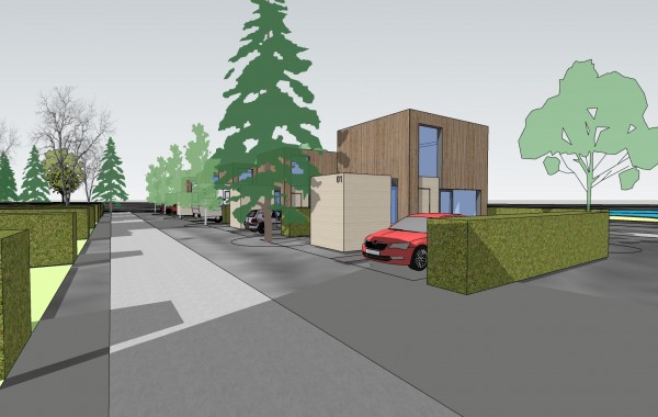 Možné řešení: malých chatek pro ubytování. Jedná se pouze o návrh k diskuzi, o finální podobě není rozhodnuto.