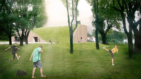 Zázemí fotbalového stadionu Střelnice