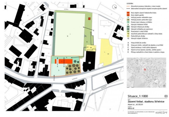 Zázemí fotbalového stadionu Střelnice